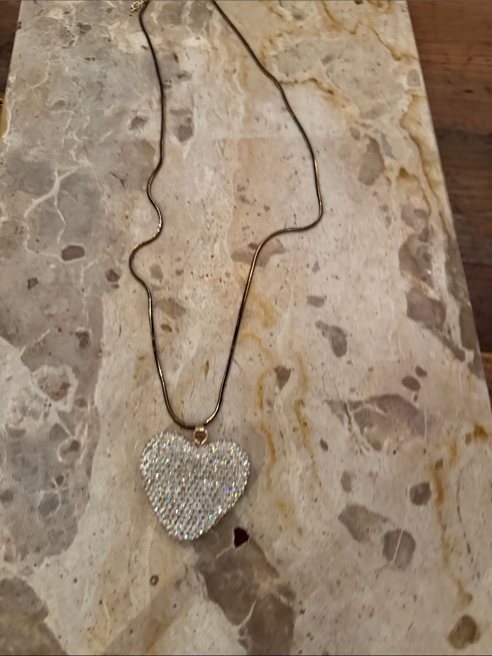 Bronze 28” Chain Necklace with Sparkling Silver Heart Pendant